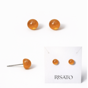 Planet Button Earring — Orange Soda