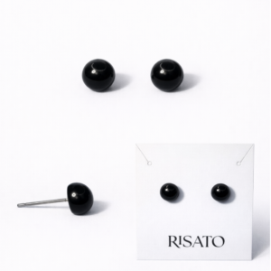 Planet Button Earring — Obsidian Solid