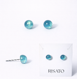 Planet Button Earring — Aqua Mirage