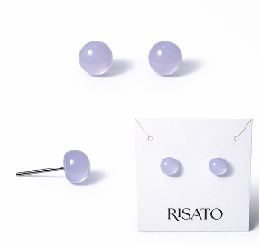 Planet Button Earrings—Lavender Mist