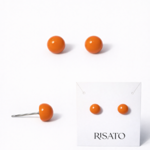 Planet Button Earring — Tangerine Solid