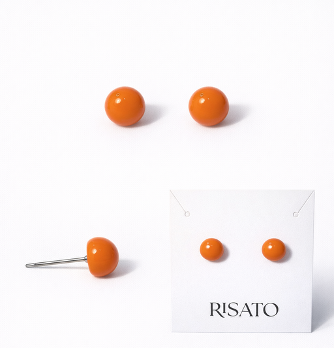 Planet Button Earring — Tangerine Solid