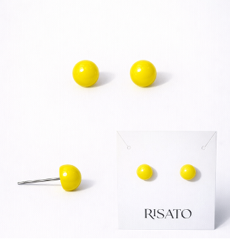 Planet Button Earrings — Lemon Pop