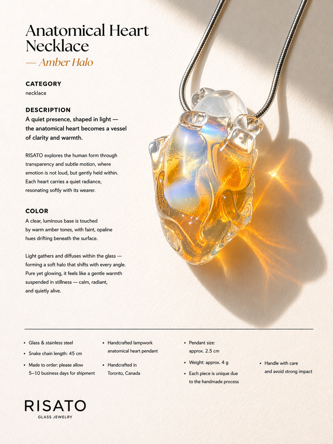 Anatomical Heart Necklace — Amber Halo