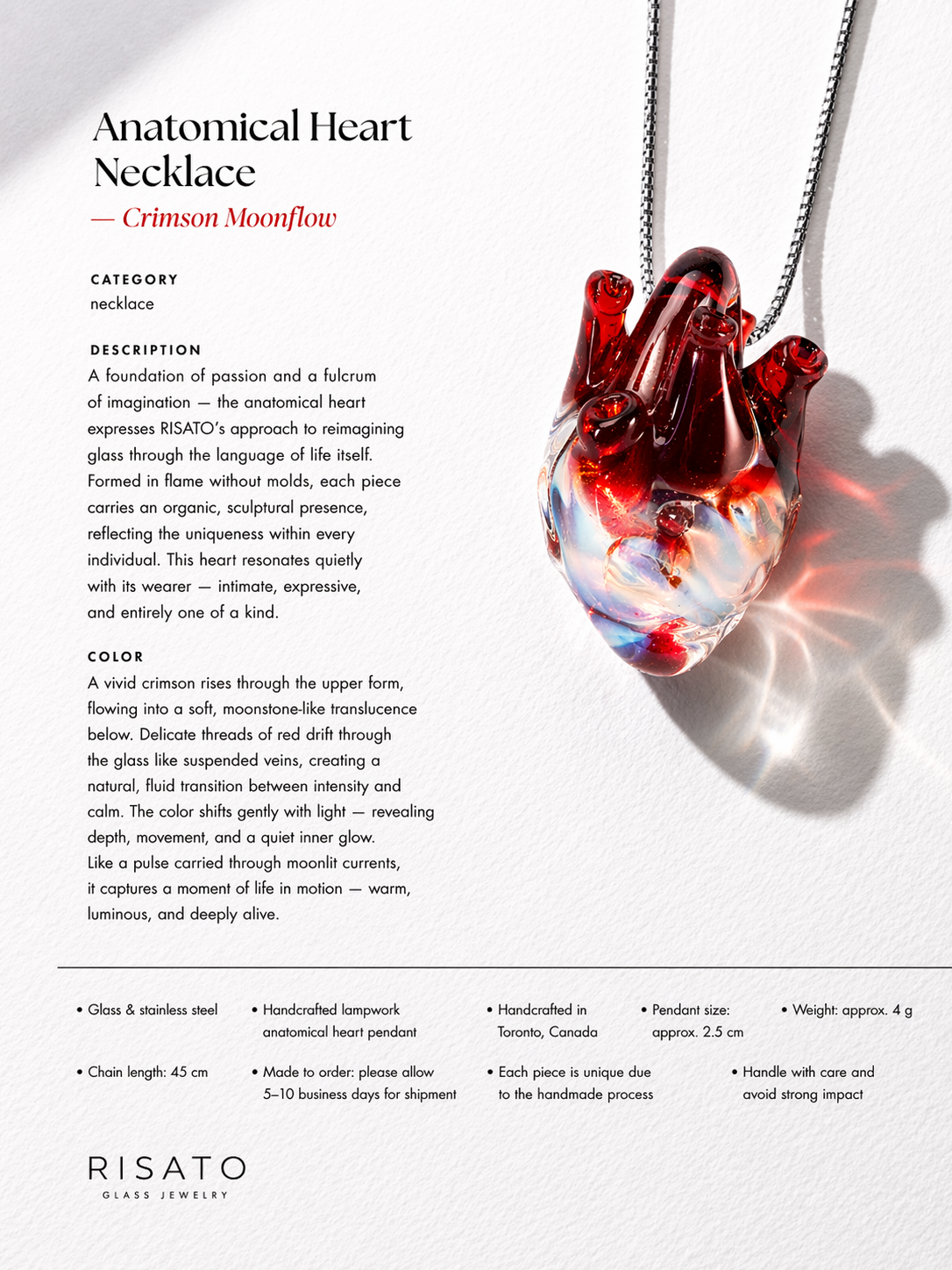 Anatomical Heart Necklace — Crimson Moonflow