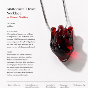 Anatomical Heart Necklace — Crimson Obsidian
