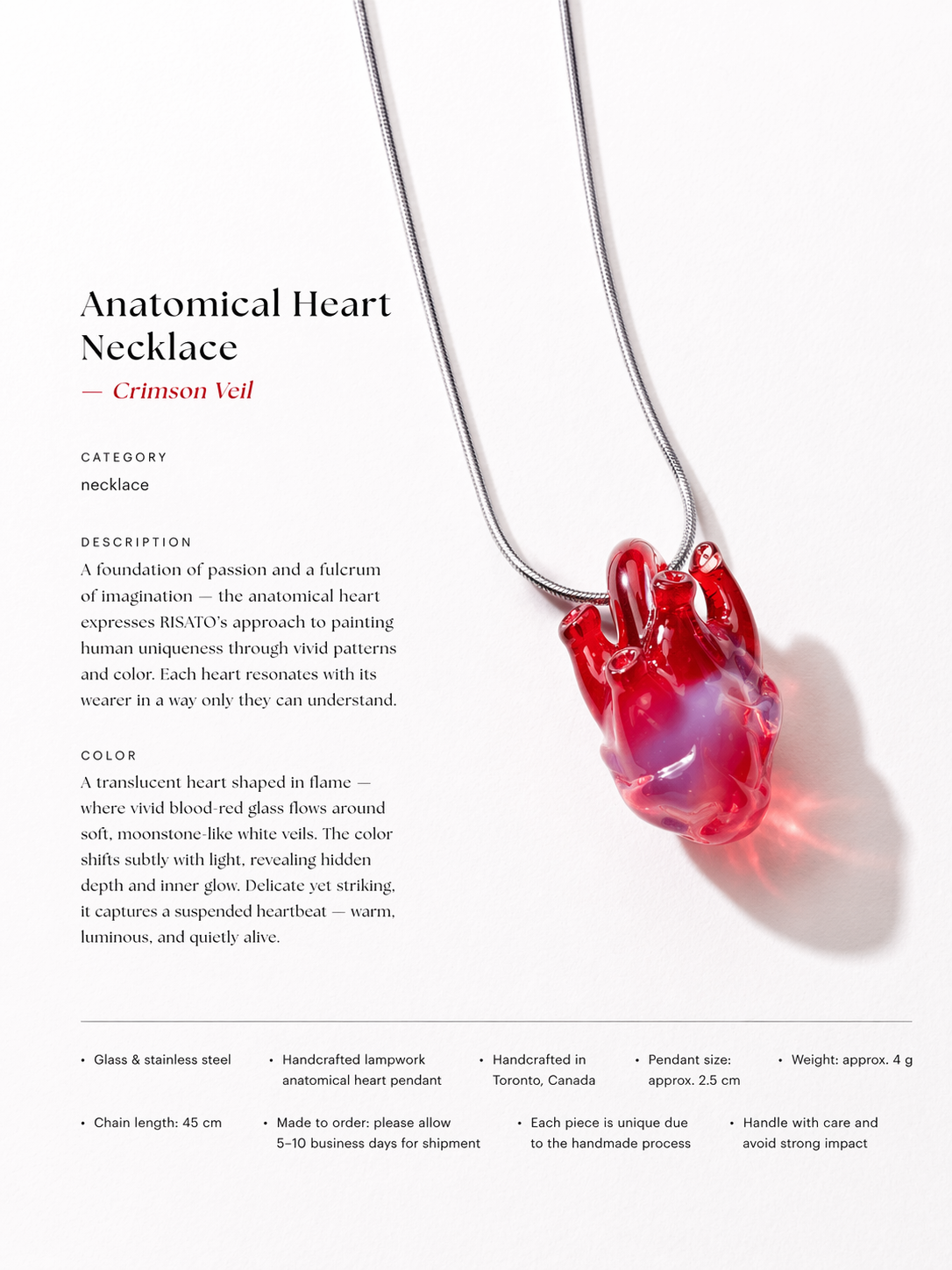 Anatomical Heart Necklace — Crimson Veil