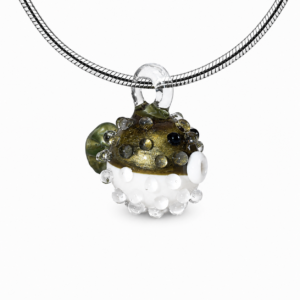 Puffer Fish Necklace - Golden Olive