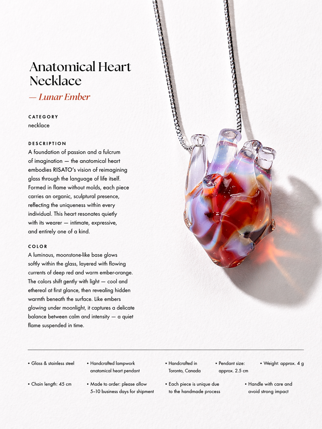 Anatomical Heart Necklace — Lunar Ember