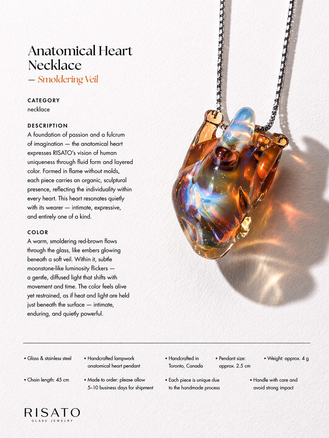 Anatomical Heart Necklace — Smoldering Veil