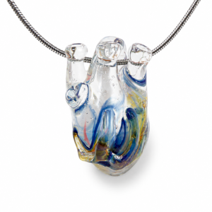 Anatomical Heart Glass Necklace — Blue Current