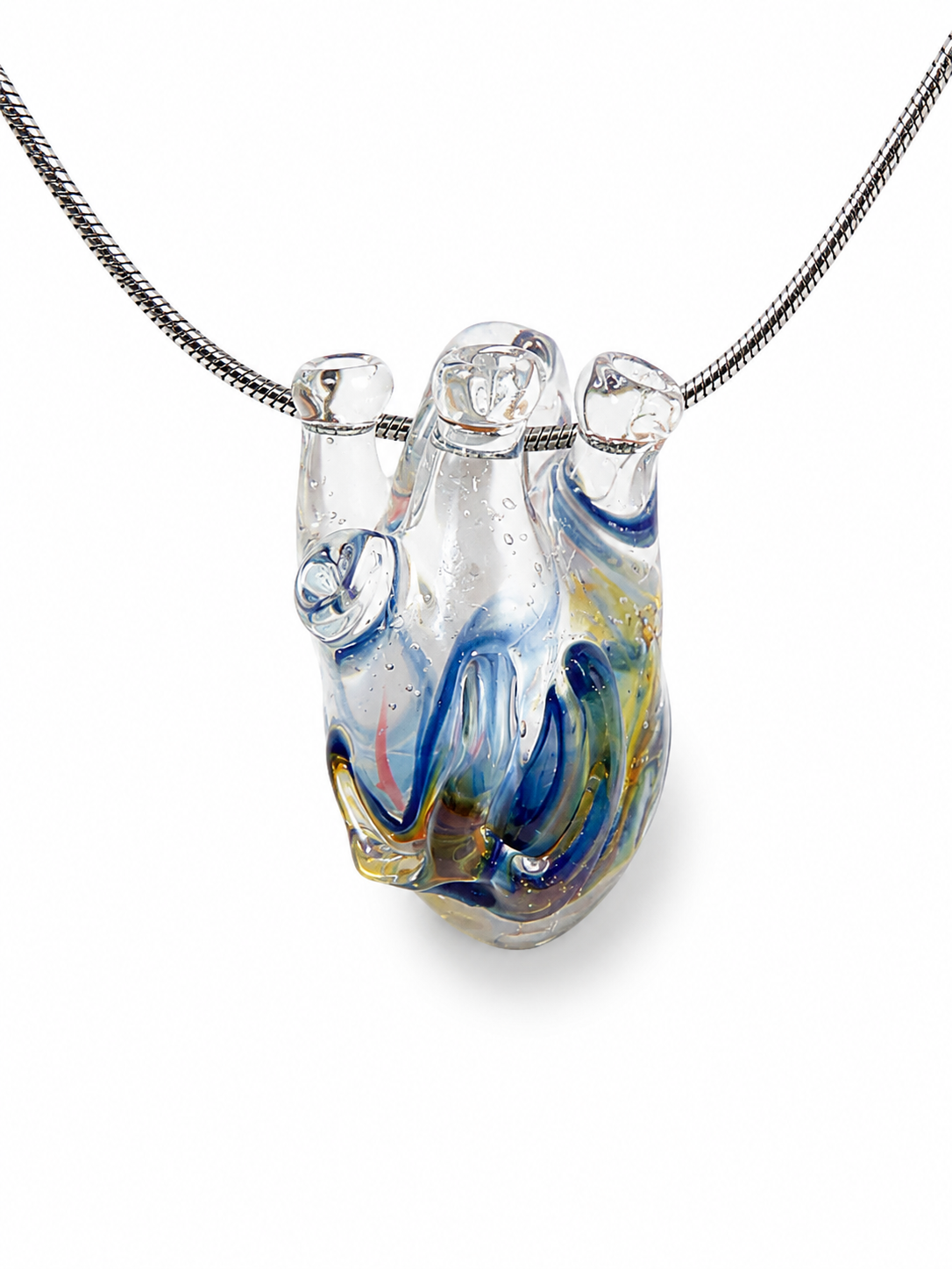 Anatomical Heart Glass Necklace — Blue Current
