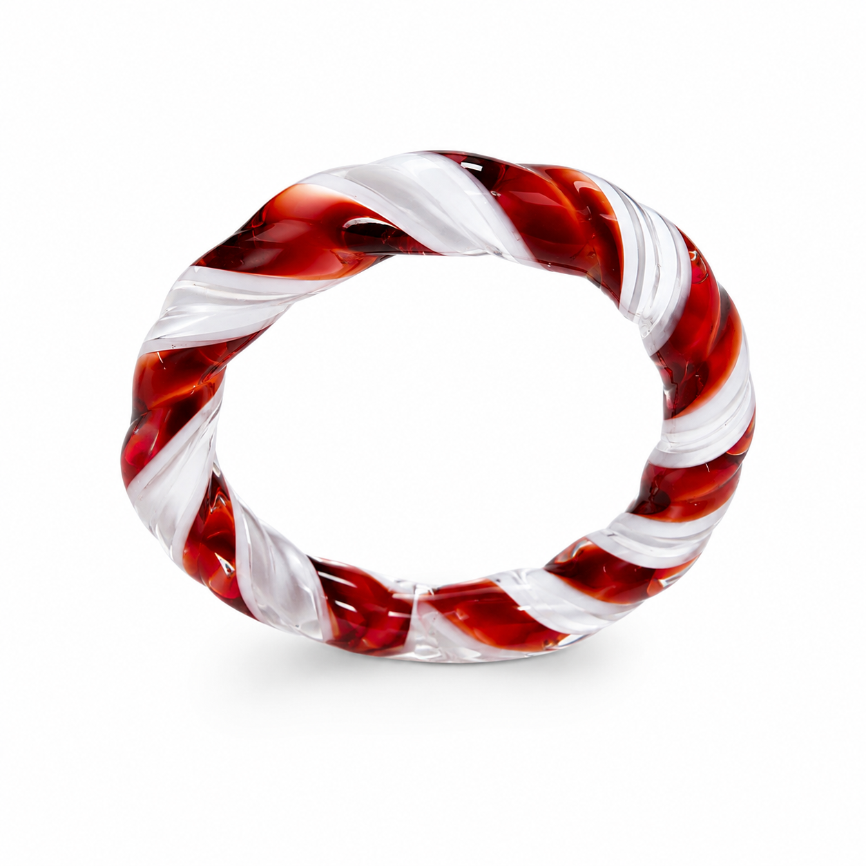 Spiral Glass Ring — Crimson Twist