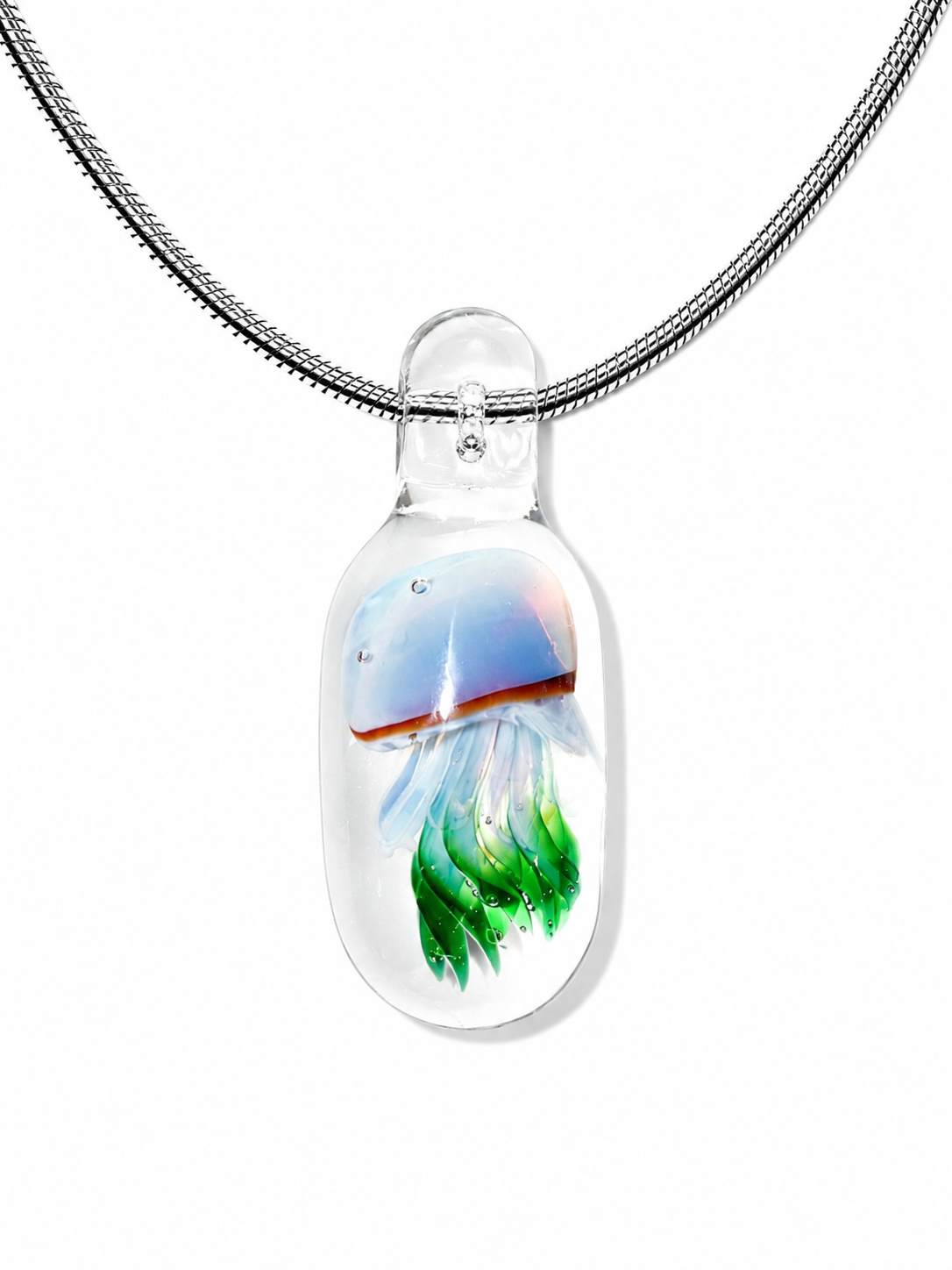Capsule Jellyfish Necklace — Emerald Drift