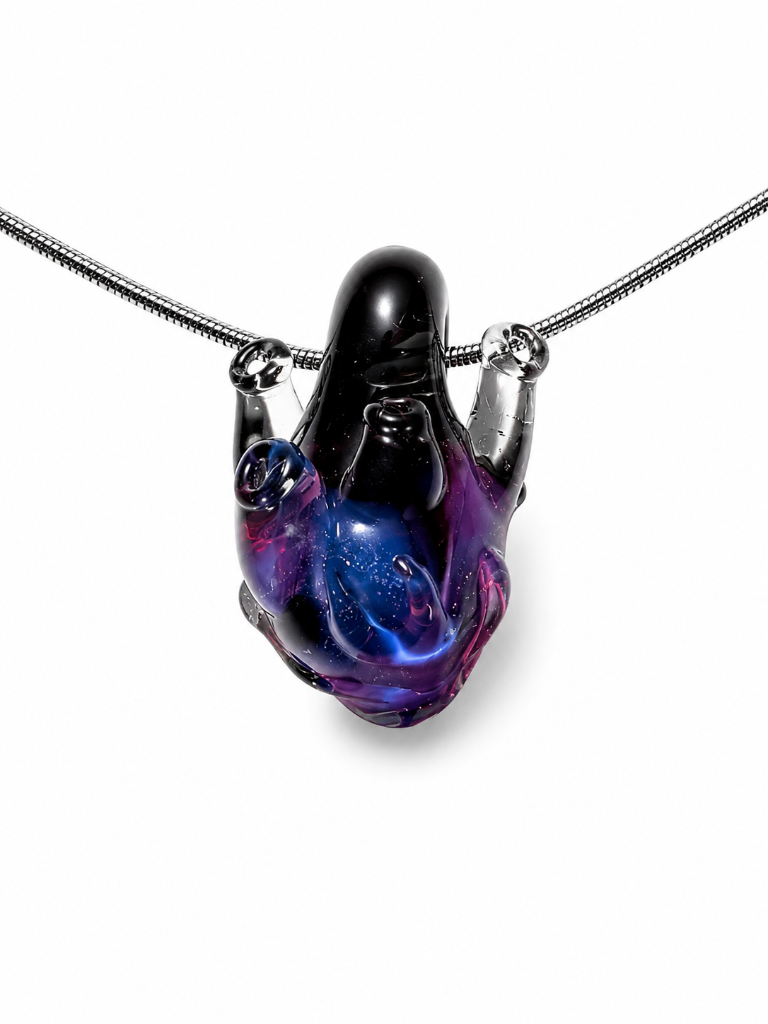 Anatomical Heart Glass Necklace — Midnight Nebula