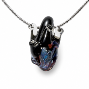 Anatomical Heart Glass Necklace — Midnight Pulse