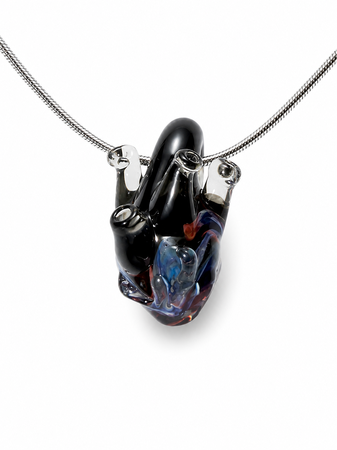 Anatomical Heart Glass Necklace — Midnight Pulse