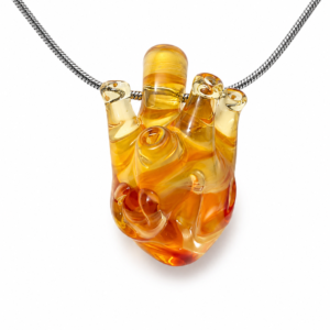 Anatomical Heart Glass Necklace — Molten Amber