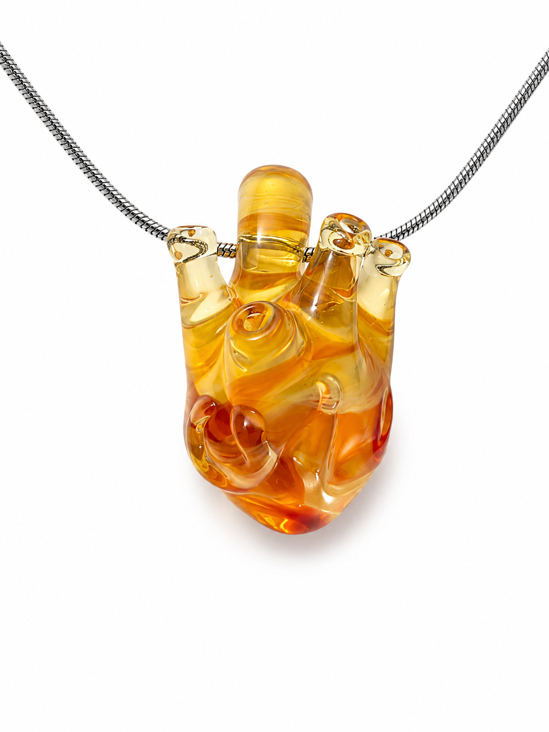 Anatomical Heart Glass Necklace — Molten Amber