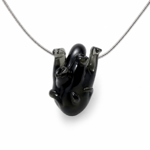 Anatomical Heart Glass Necklace — Obsidian
