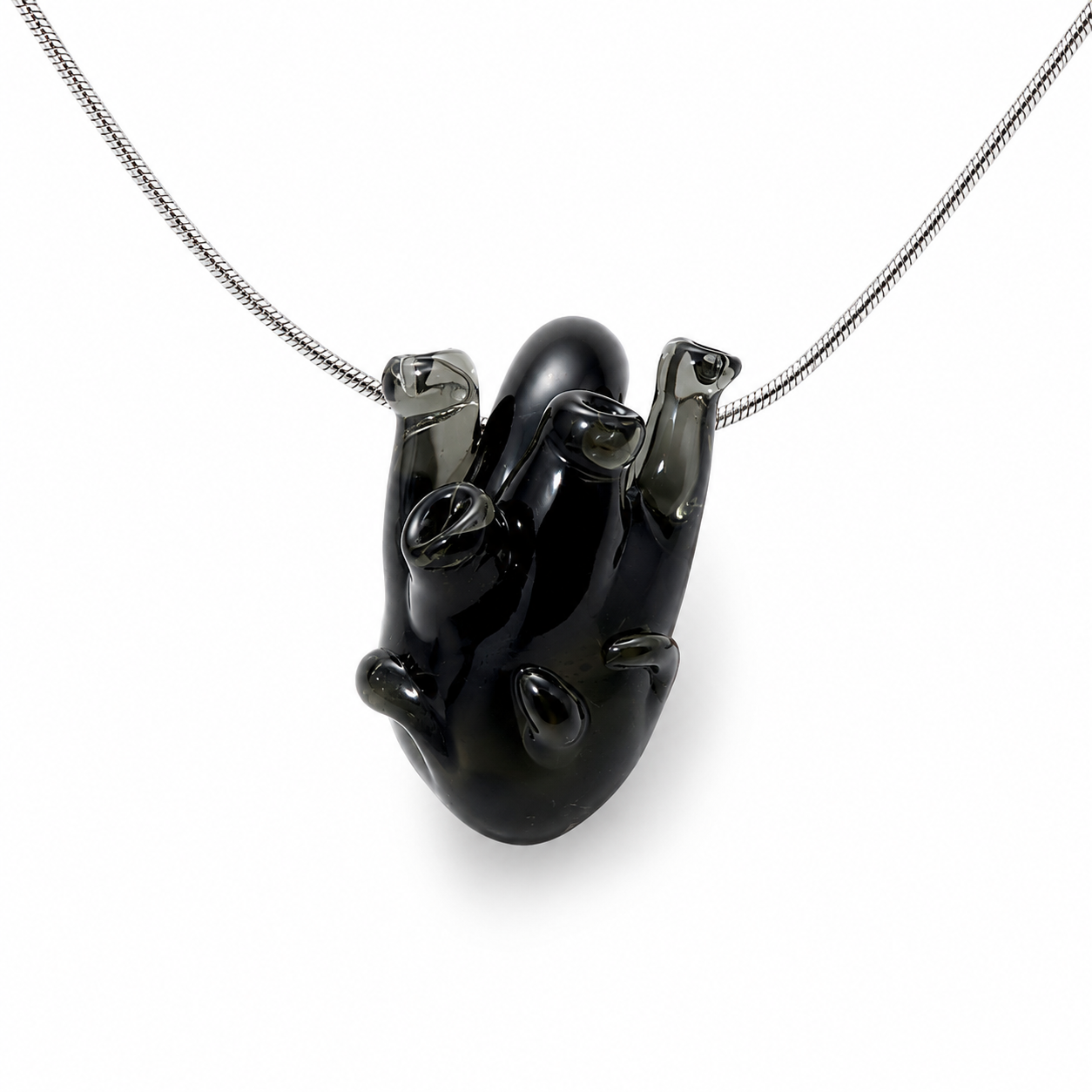 Anatomical Heart Glass Necklace — Obsidian