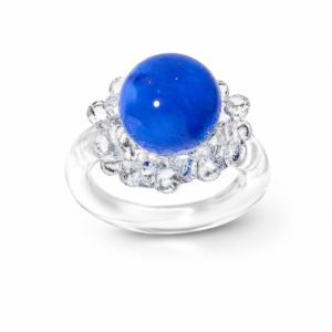 Single Raindrop Glass Ring — Ocean Blue