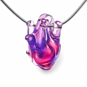 Anatomical Heart Glass Necklace — Orchid Blush