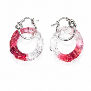 Circle Earrings — Raspberry Crystal