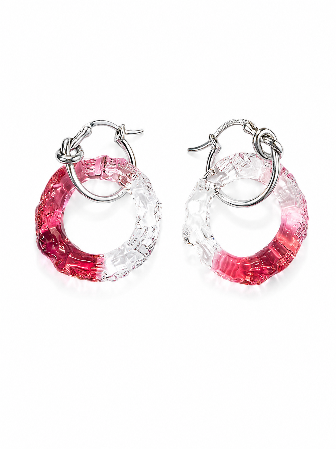 Circle Earrings — Raspberry Crystal