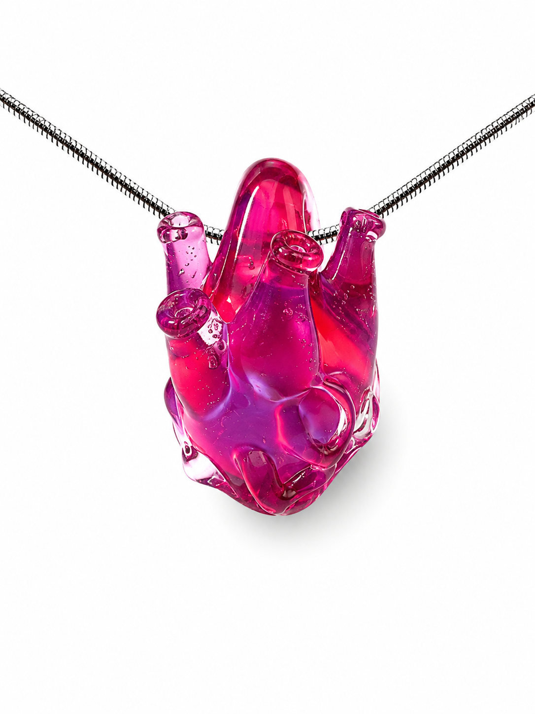 Anatomical Heart Necklace — Raspberry Glow