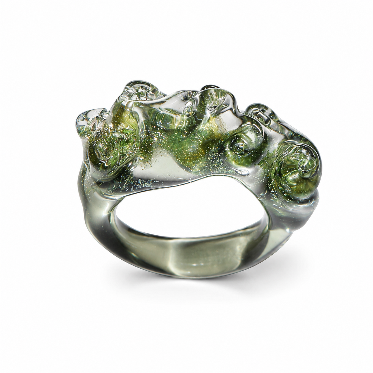 Reed Glass Ring — River Moss
