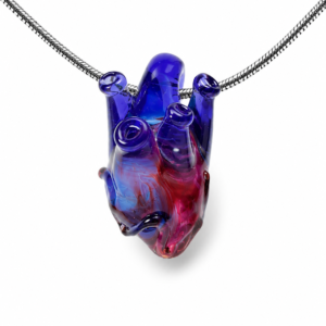 Anatomical Heart Glass Necklace — Violet Pulse