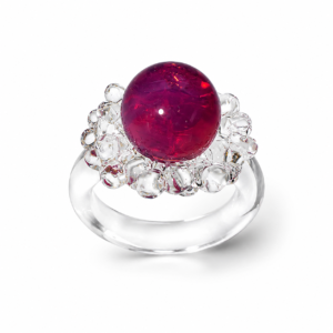 Single Raindrop Glass Ring — Vivid Pink